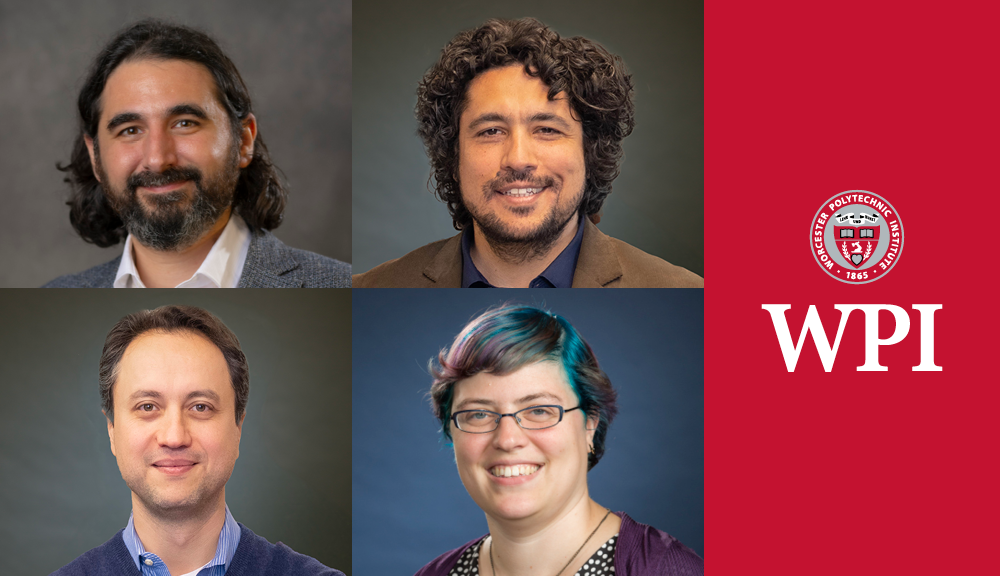 Portraits of three men and one woman appear next to a WPI logo