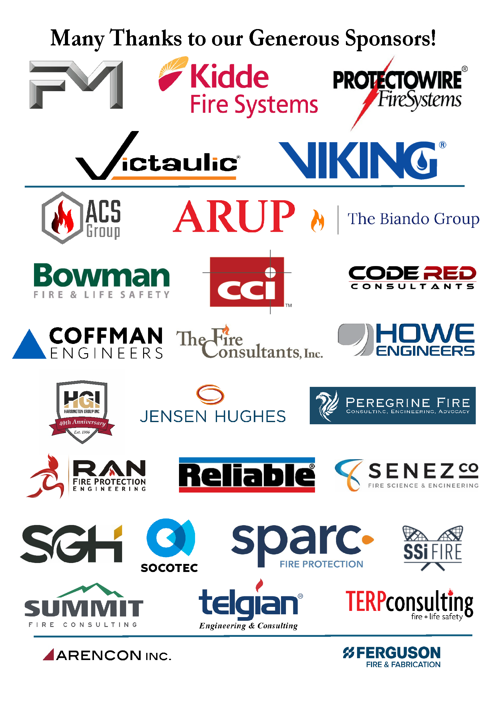Many Thanks to our Generous Sponsors!