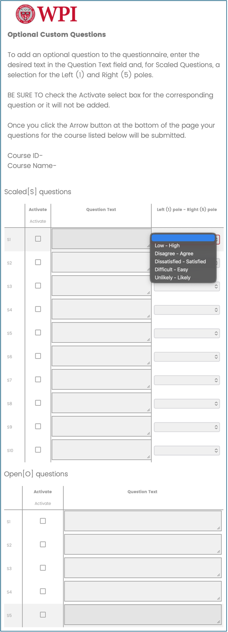 custom questions