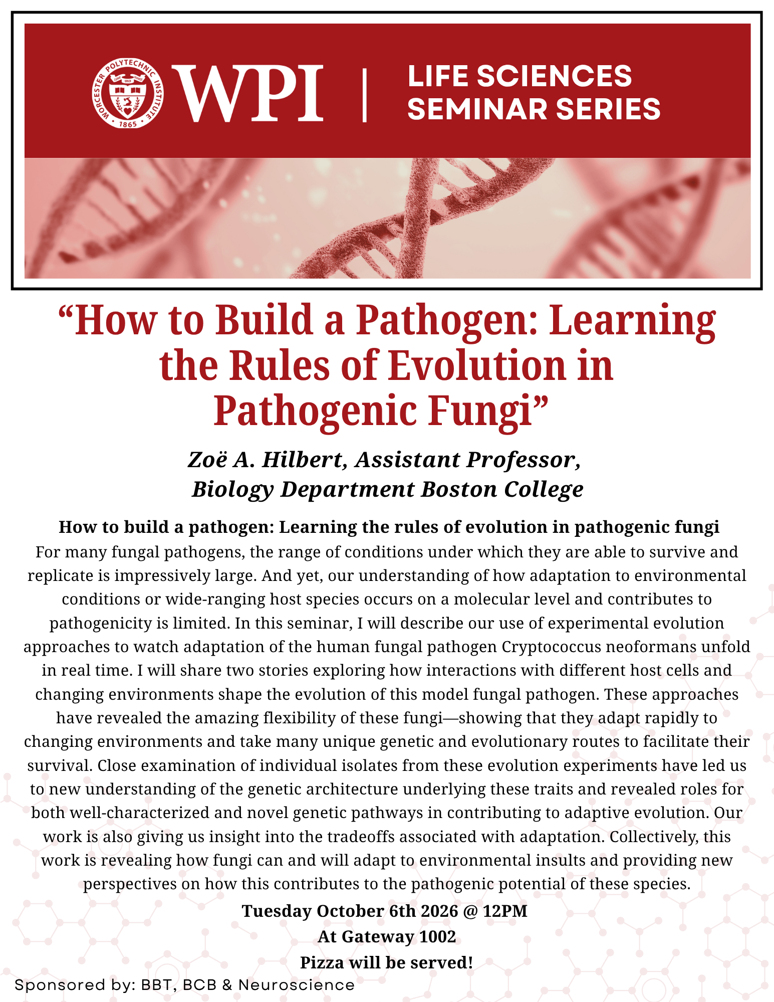 Life Sciences Seminar Series External Speaker