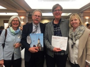 The team at the book awards dinner earlier this month. From left, Susan McNally , Mike Dorsey, Rick Rawlins and freelance production coordinator Julie Lindstrom.