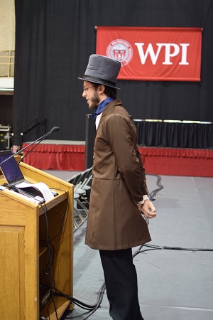 Student John Bosworth, playing the part of WPI founder John Boynton, explains his background, the origins of WPI, and its founding tenets of theory and practice.