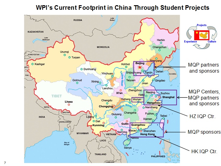 Map of project centers in china