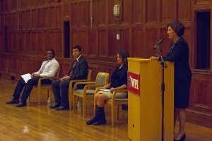 During Thursday’s gathering, President Leshin spoke about measures being taken on the WPI campus to increase diversity and cultural awareness, and pledged to continue ongoing efforts to eliminate racism.