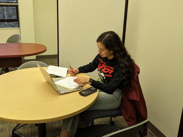 students studying in math tutoring center