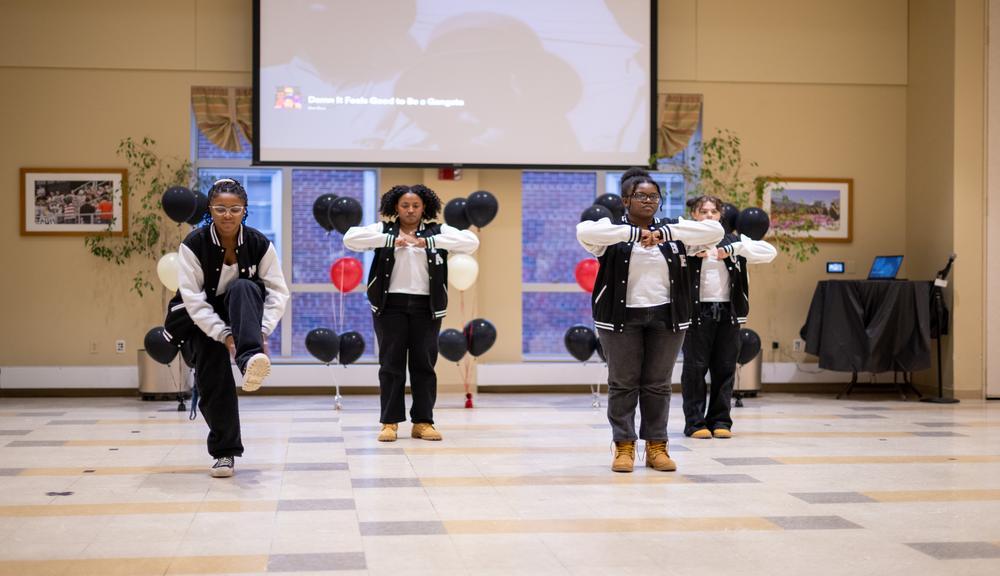 Members of the Step Team perform during the Black Greek Life Showcase.