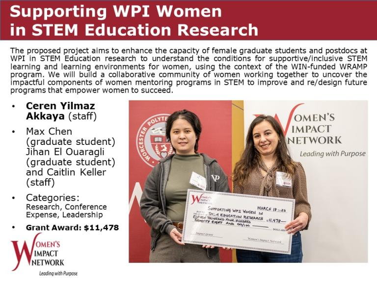 Supporting WPI Women in STEM Education Research Grant