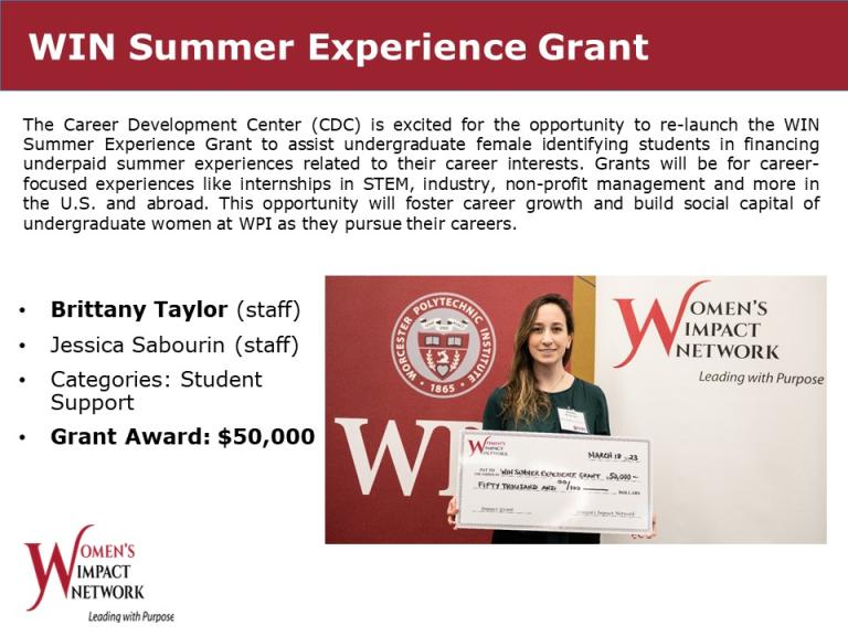 WIN Summer Experience Grant