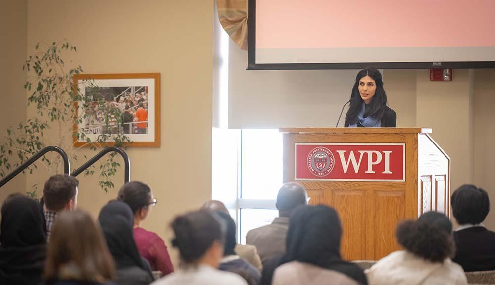 Roya Mahboob addresses the crowd during the latest University Lecture Series.