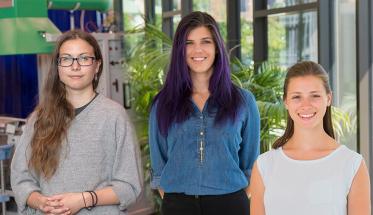 Two photos of the Presidential Fellows have been combined to show Veronica Kimmerly, Alexandra Valiton, and Dayna Mercadante.