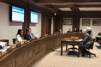 WPI professor Doug Petkie testifies yesterday before the Joint Committee on Economic Development and Emerging Technologies at the Massachusetts State House