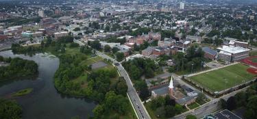 WPI campus aerial photo