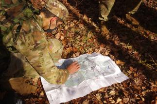 Cadet Omar Ayoub reads a map
