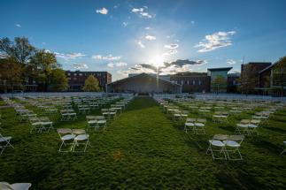 Tent and chairs on the Quad