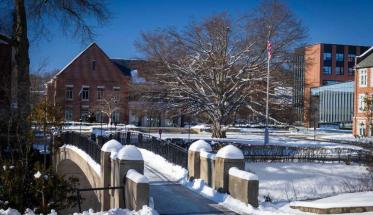 A photo of Earle Bridge under a blanket of snow.