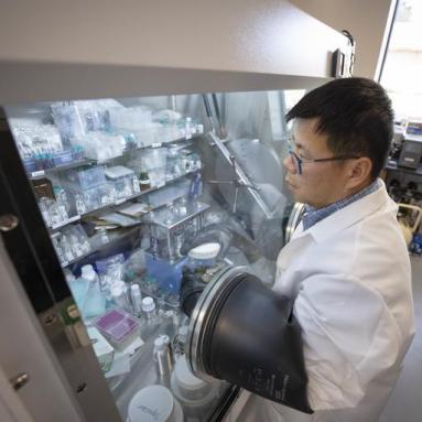 Yan Wang inside his lab.