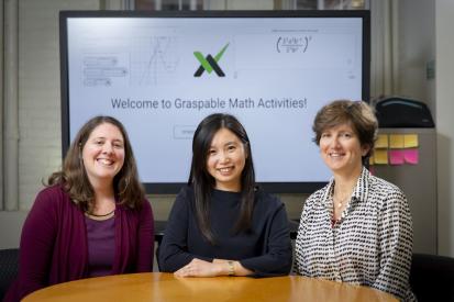 From left, Erin Ottmar, assistant professor of learning sciences and psychology; and Jenny Yun-Chen Chan and Katharine Sawrey, post-doctoral fellows in learning sciences and technology.
