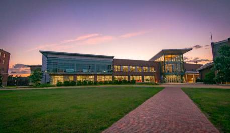 A photo of the Sports & Recreation Center at sunset.