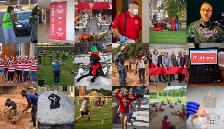 A collage of photos taken around campus during 2020.