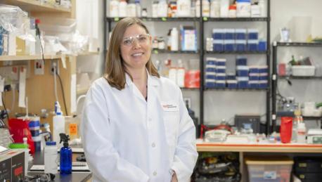 Natalie Farny studies bacteria in her WPI laboratory.