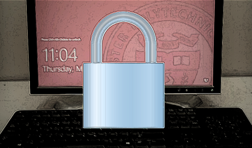 lock in front of WPI computer