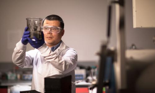 Yan Wang in research lab